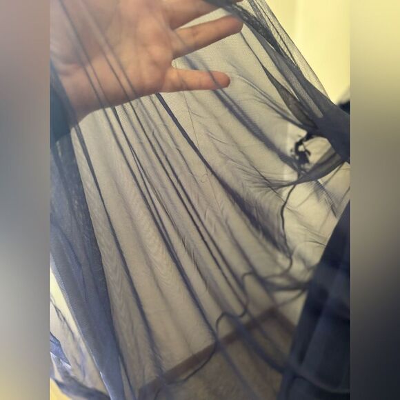 ASOS Navy lace sheer floral long sleeve long dress  cutout back size 12 - Picture 9 of 13